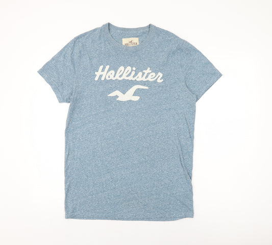 Hollister Mens Blue Cotton T-Shirt Size M Round Neck