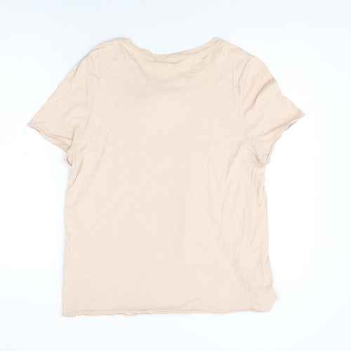 River Island Womens Pink Cotton Basic T-Shirt Size 14 Round Neck