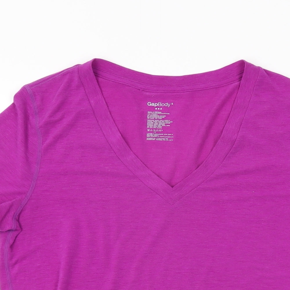 Gap Womens Purple Polyester Basic T-Shirt Size S V-Neck