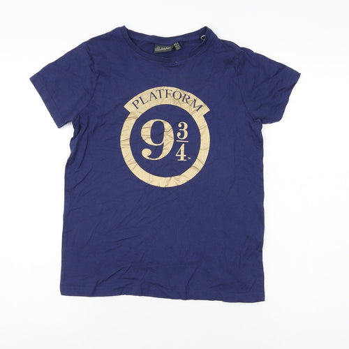 Harry Potter Girls Blue Cotton Basic T-Shirt Size 11-12 Years Round Neck Pullover