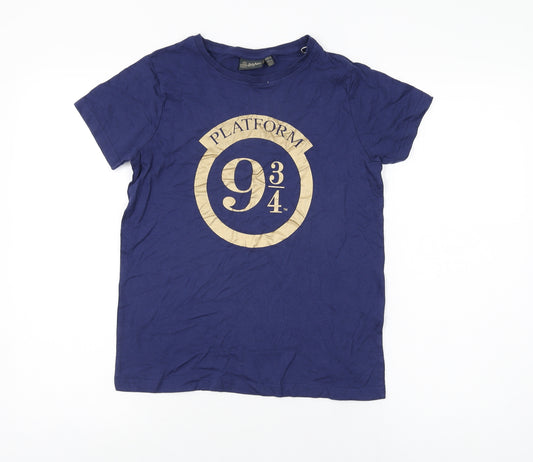 Harry Potter Girls Blue Cotton Basic T-Shirt Size 11-12 Years Round Neck Pullover