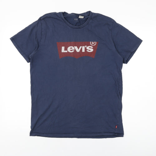 Levi's Mens Blue Cotton T-Shirt Size M Round Neck