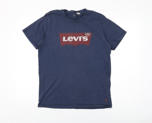 Levi's Mens Blue Cotton T-Shirt Size M Round Neck