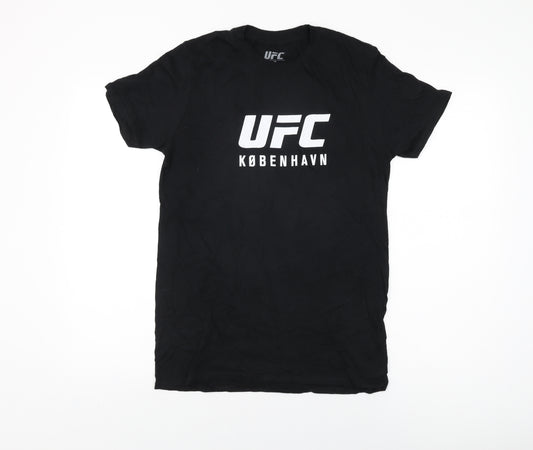 UFC Mens Black Cotton T-Shirt Size S Round Neck