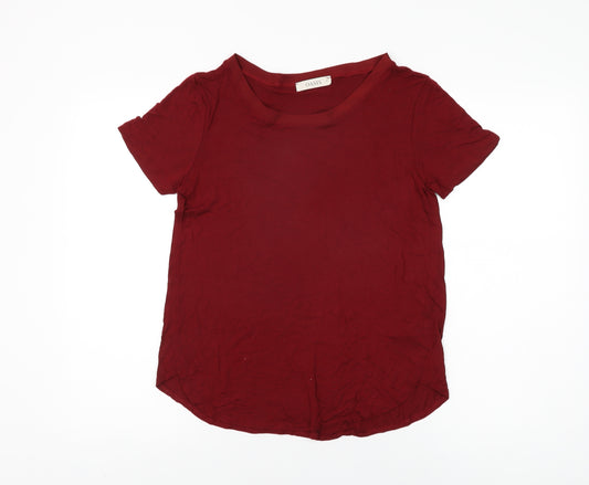 Oasis Womens Red Viscose Basic T-Shirt Size M Round Neck