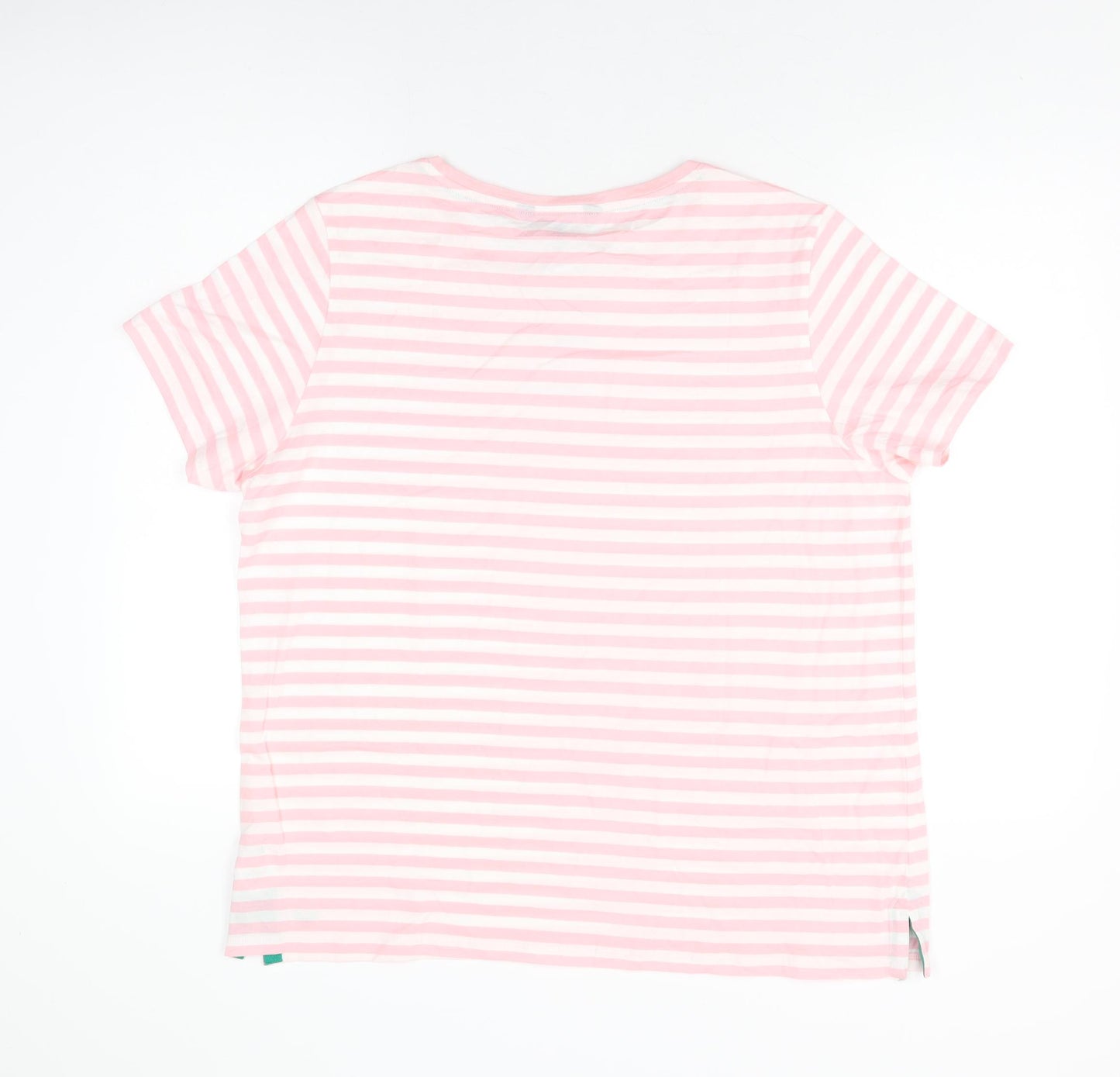 Crew Clothing Company Womens Pink Striped Cotton Basic T-Shirt Size 18 Round Neck