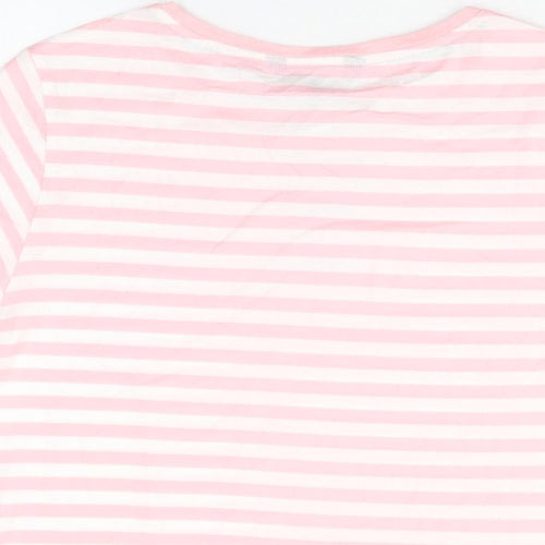 Crew Clothing Company Womens Pink Striped Cotton Basic T-Shirt Size 18 Round Neck