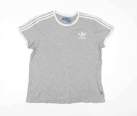 adidas Womens Grey Cotton Basic T-Shirt Size 14 Round Neck