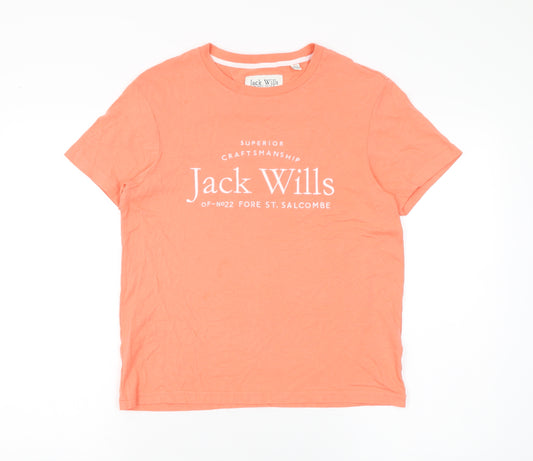 Jack Wills Womens Pink Cotton Basic T-Shirt Size 6 Round Neck