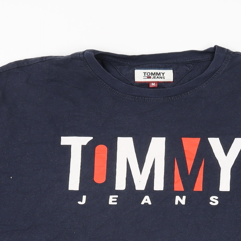 Tommy Jeans Mens Blue Cotton T-Shirt Size M Round Neck