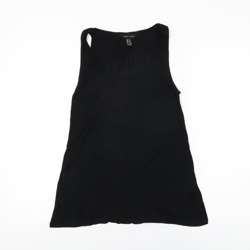 New Look Womens Black Viscose Basic Tank Size 6 Scoop Neck