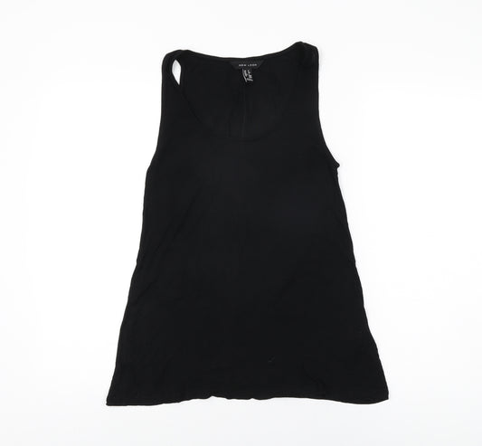 New Look Womens Black Viscose Basic Tank Size 6 Scoop Neck