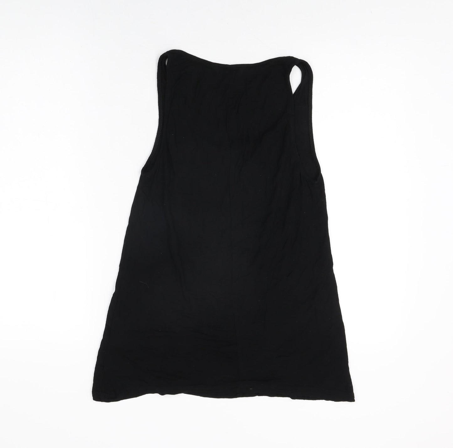 New Look Womens Black Viscose Basic Tank Size 6 Scoop Neck