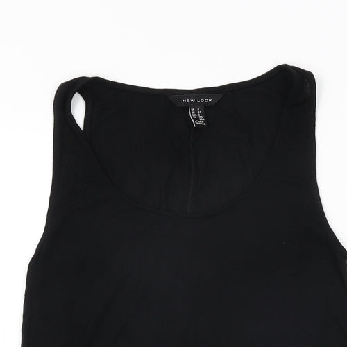 New Look Womens Black Viscose Basic Tank Size 6 Scoop Neck