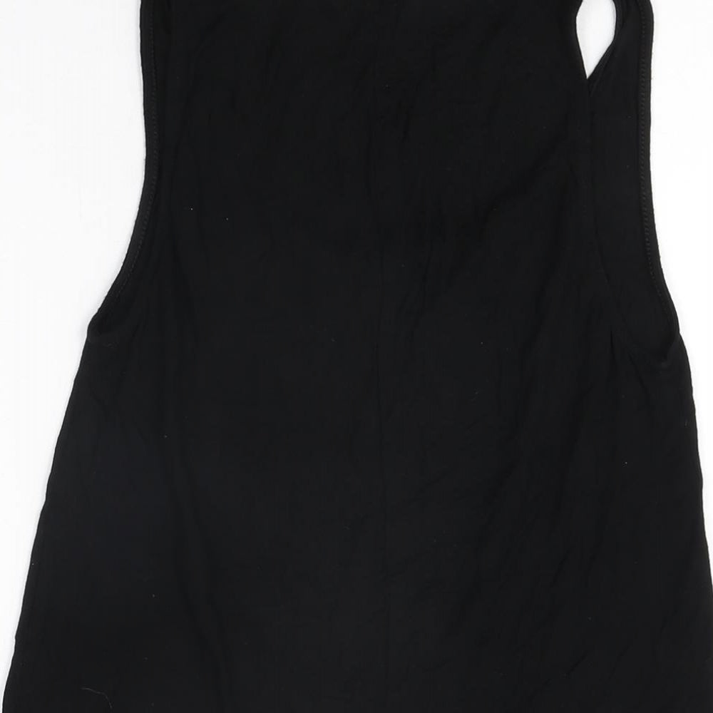 New Look Womens Black Viscose Basic Tank Size 6 Scoop Neck