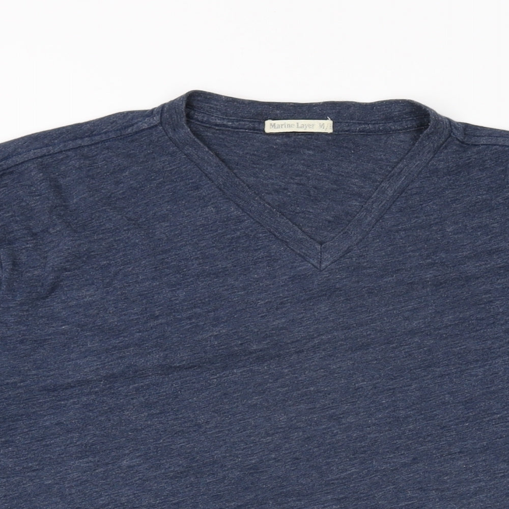 Marine Layer Mens Blue Cotton T-Shirt Size M V-Neck