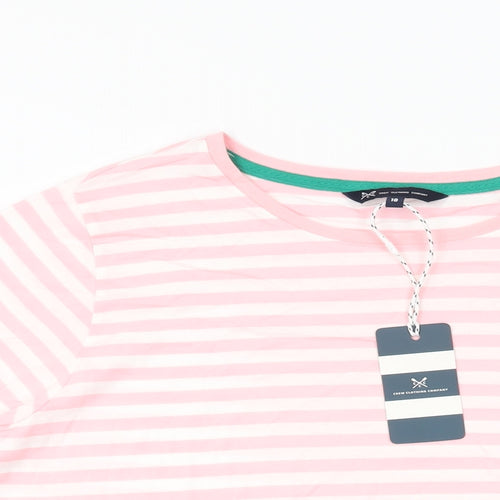 Crew Clothing Company Womens Pink Striped Cotton Basic T-Shirt Size 18 Round Neck