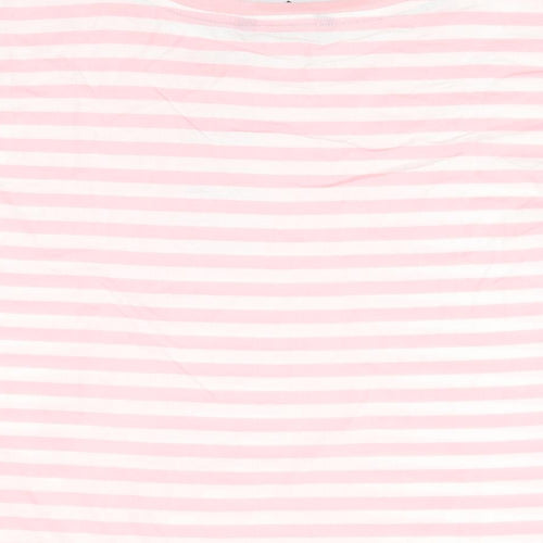 Crew Clothing Company Womens Pink Striped Cotton Basic T-Shirt Size 18 Round Neck