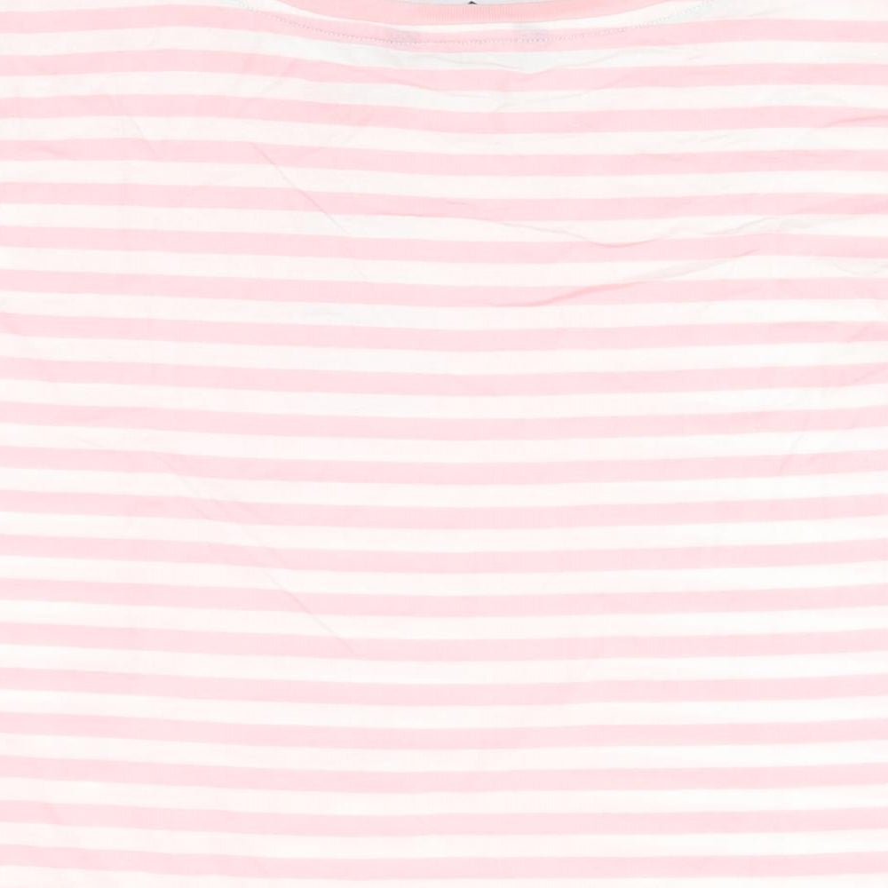 Crew Clothing Company Womens Pink Striped Cotton Basic T-Shirt Size 18 Round Neck