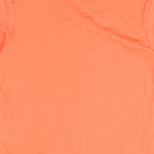 Global Culture Womens Orange Cotton Basic T-Shirt Size S Round Neck