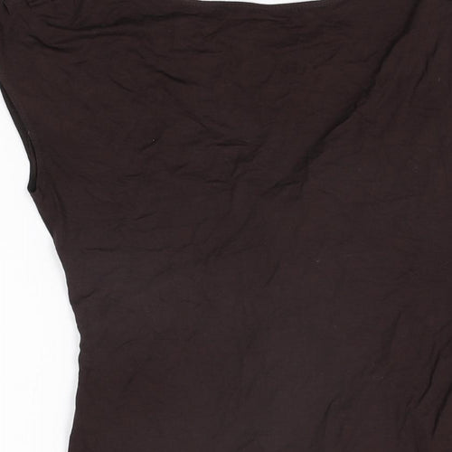 River Island Womens Brown Viscose Basic T-Shirt Size 12 V-Neck