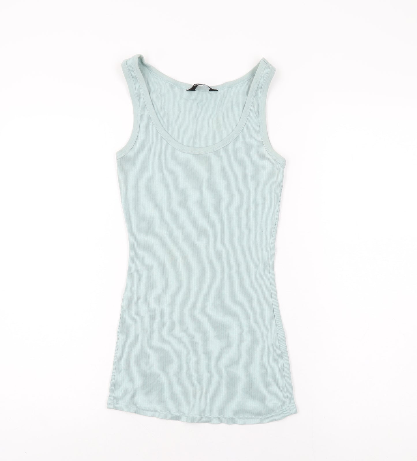 Dorothy Perkins Womens Blue Cotton Basic Tank Size 12 Round Neck