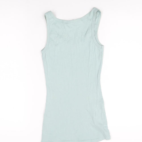 Dorothy Perkins Womens Blue Cotton Basic Tank Size 12 Round Neck