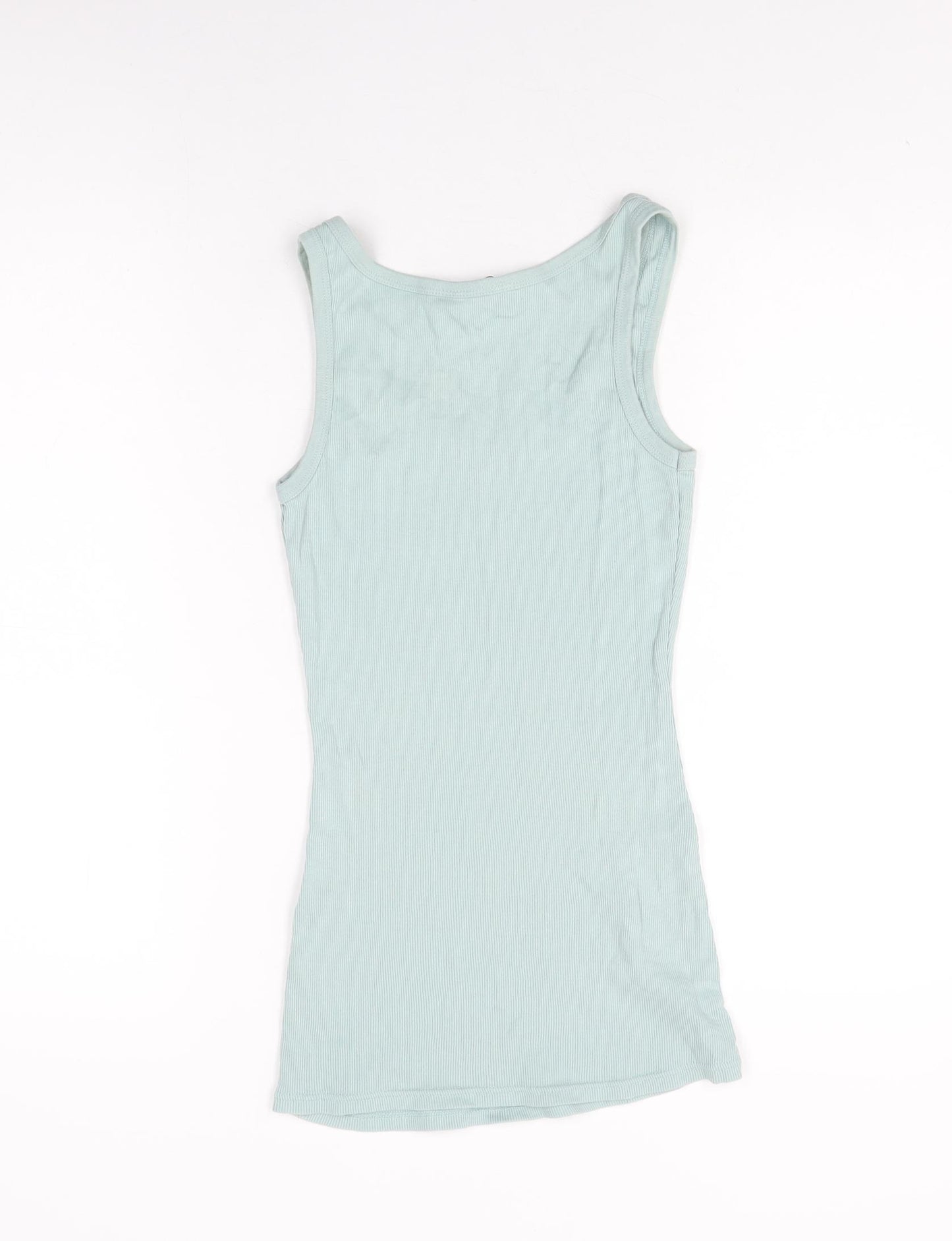 Dorothy Perkins Womens Blue Cotton Basic Tank Size 12 Round Neck