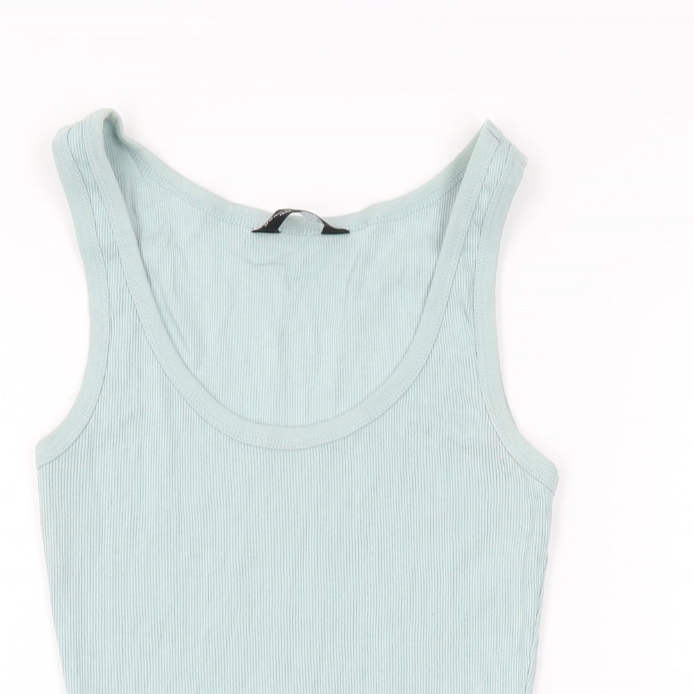 Dorothy Perkins Womens Blue Cotton Basic Tank Size 12 Round Neck