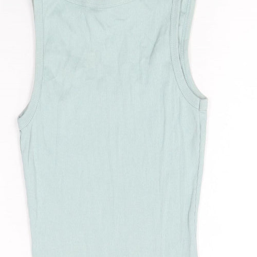 Dorothy Perkins Womens Blue Cotton Basic Tank Size 12 Round Neck