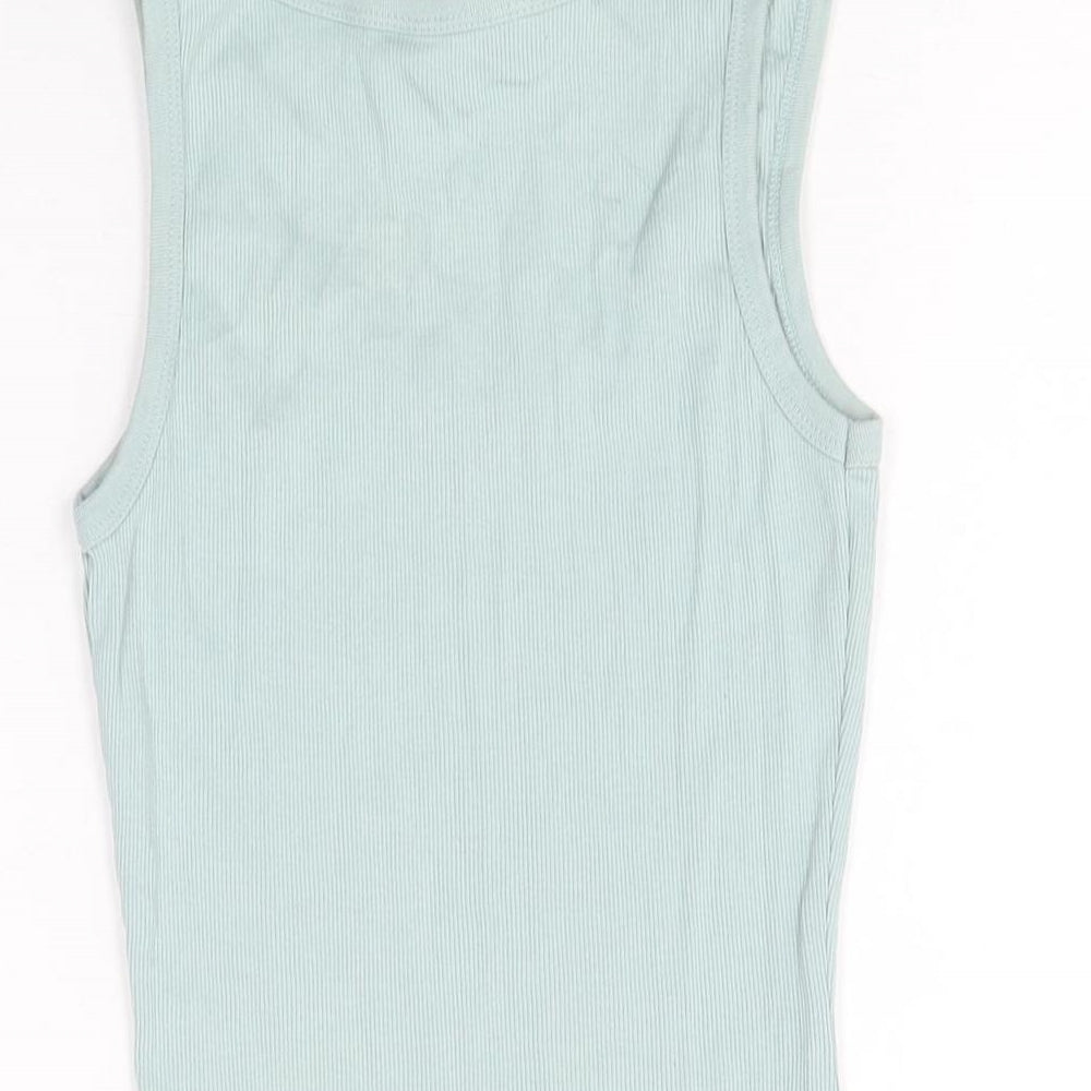 Dorothy Perkins Womens Blue Cotton Basic Tank Size 12 Round Neck