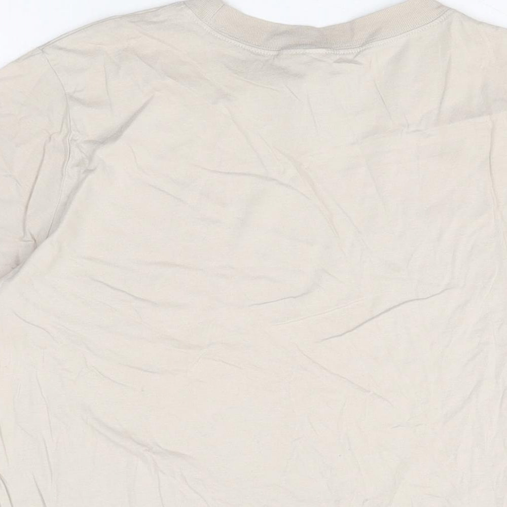 H&M Womens Beige Cotton Basic T-Shirt Size M Round Neck