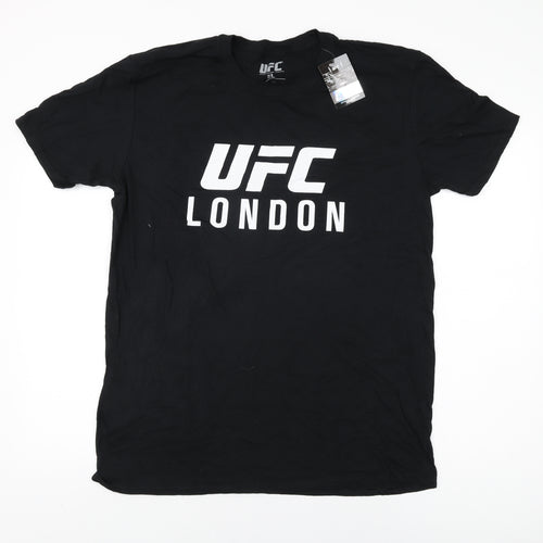 UFC Mens Black Cotton T-Shirt Size L Round Neck