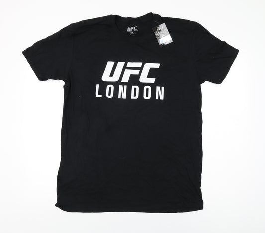 UFC Mens Black Cotton T-Shirt Size L Round Neck