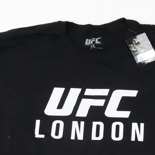 UFC Mens Black Cotton T-Shirt Size L Round Neck