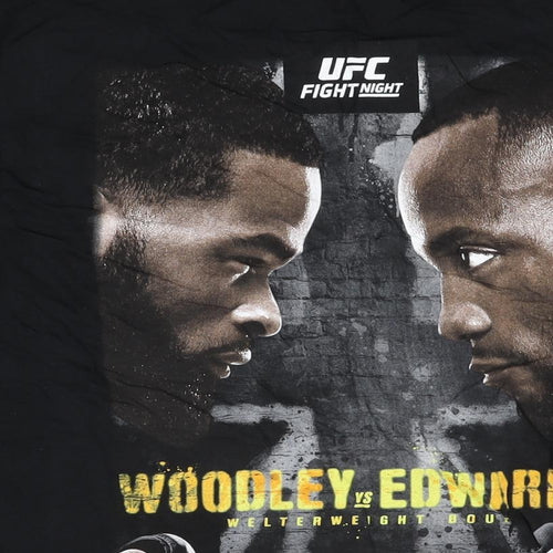 UFC Mens Black Cotton T-Shirt Size L Round Neck