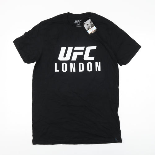 UFC Mens Black Cotton T-Shirt Size M Round Neck