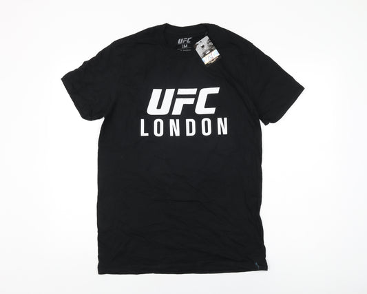 UFC Mens Black Cotton T-Shirt Size M Round Neck