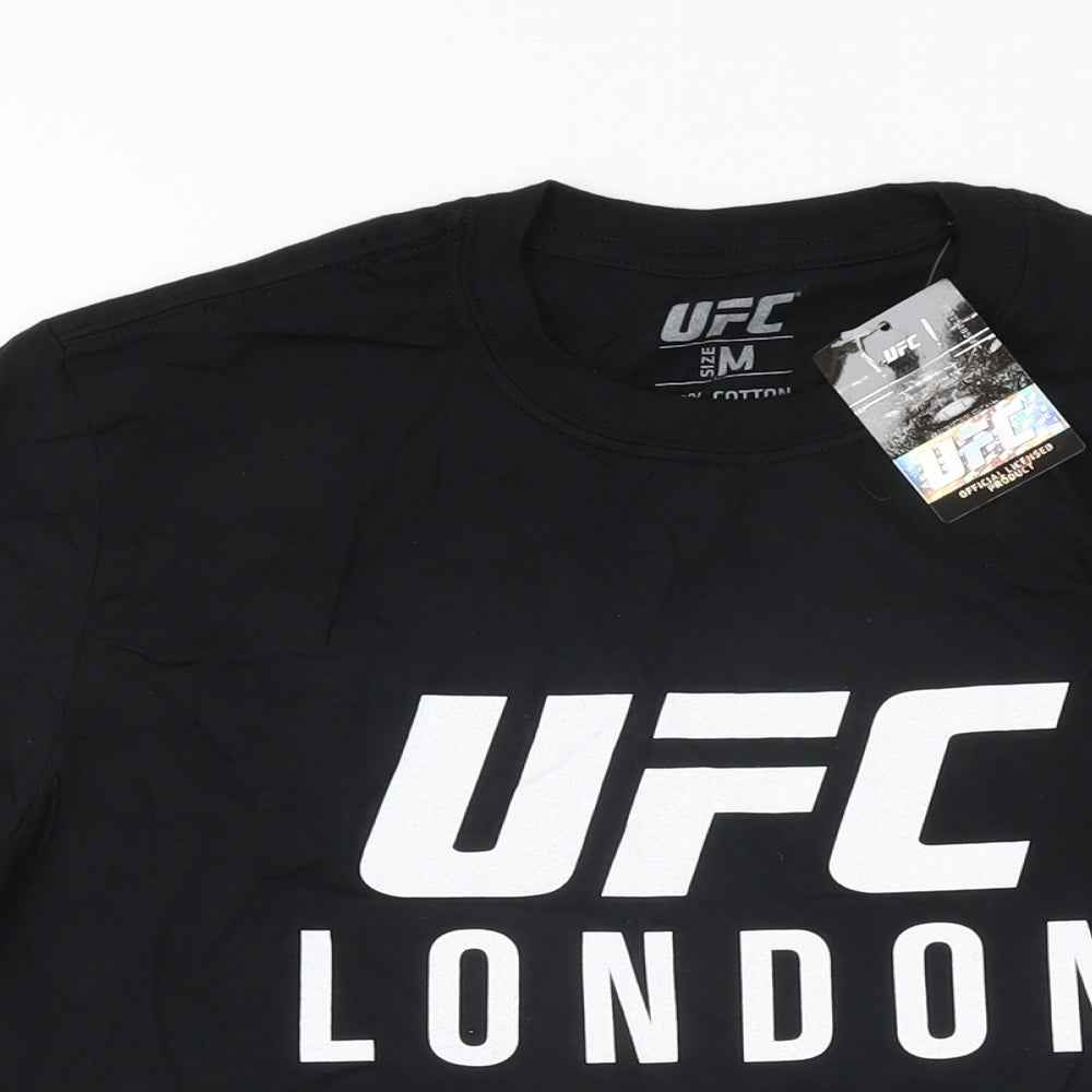 UFC Mens Black Cotton T-Shirt Size M Round Neck