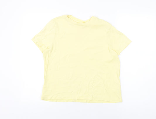 John Lewis Womens Yellow Cotton Basic T-Shirt Size 12 Round Neck