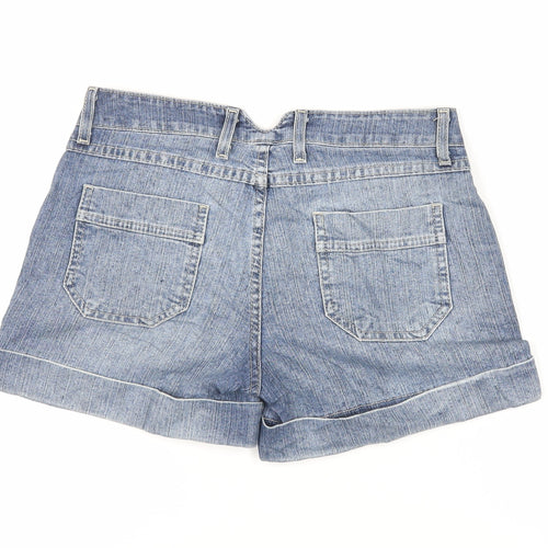 Marks and Spencer Womens Blue Cotton Hot Pants Shorts Size 8 L4 in Regular Zip