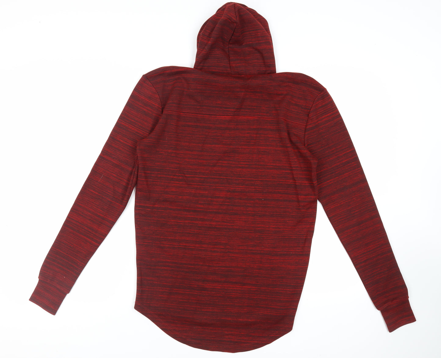 11 degrees Mens Red Striped Viscose Pullover Hoodie Size S - Logo