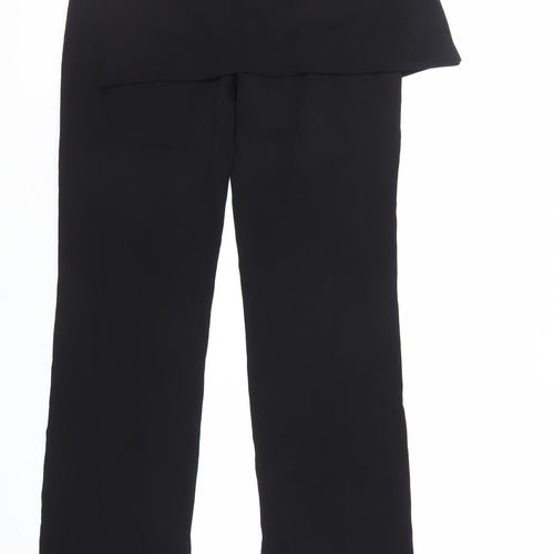 Zara Womens Black Viscose Trousers Size L L32 in Regular Buckle - Skirt Overlay