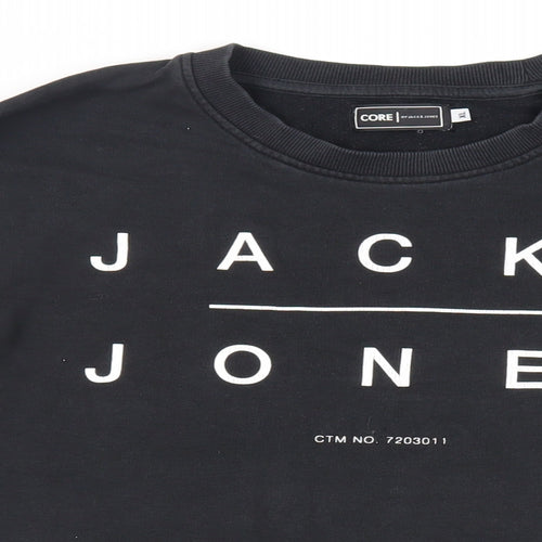 JACK & JONES Mens Black Cotton Pullover Sweatshirt Size XL - Logo