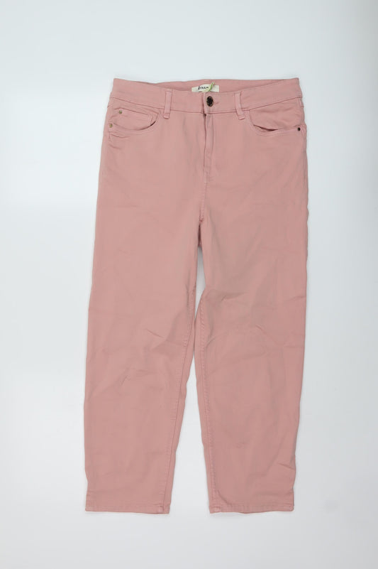 Marks and Spencer Womens Pink Cotton Straight Jeans Size 14 L24 in Regular Button