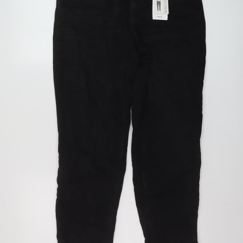 Mango Womens Black Cotton Mom Jeans Size 12 L27 in Regular Button