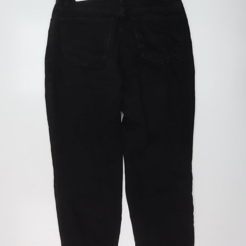 Mango Womens Black Cotton Mom Jeans Size 12 L27 in Regular Button