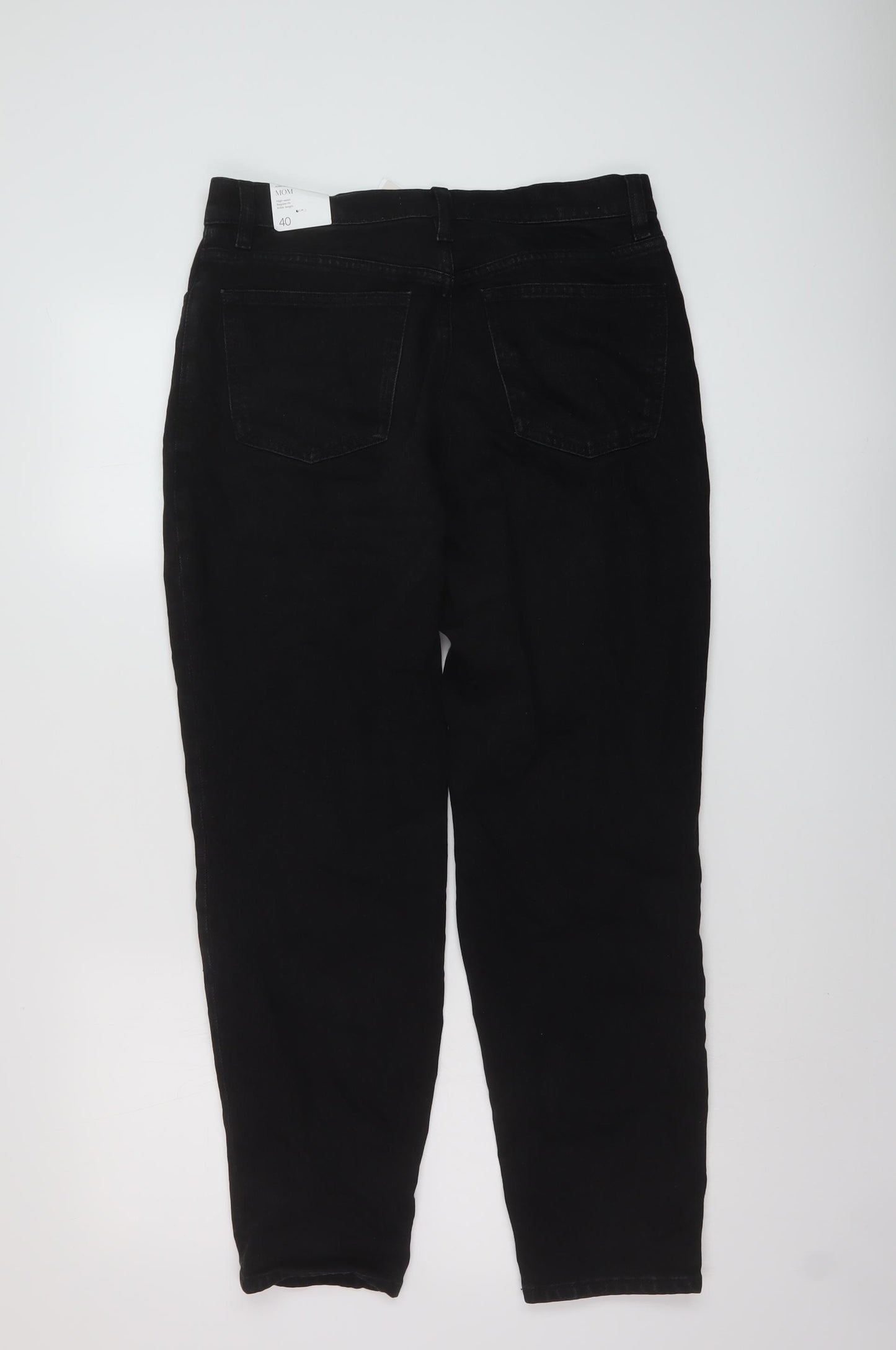 Mango Womens Black Cotton Mom Jeans Size 12 L27 in Regular Button