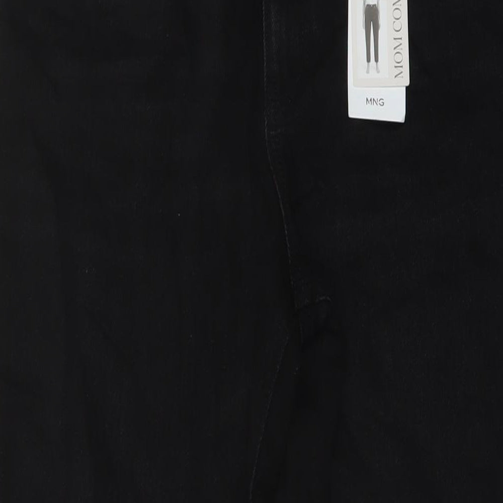 Mango Womens Black Cotton Mom Jeans Size 12 L27 in Regular Button