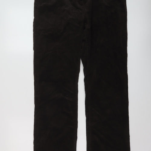 Jensen Womens Brown Cotton Trousers Size 14 L32 in Regular Button